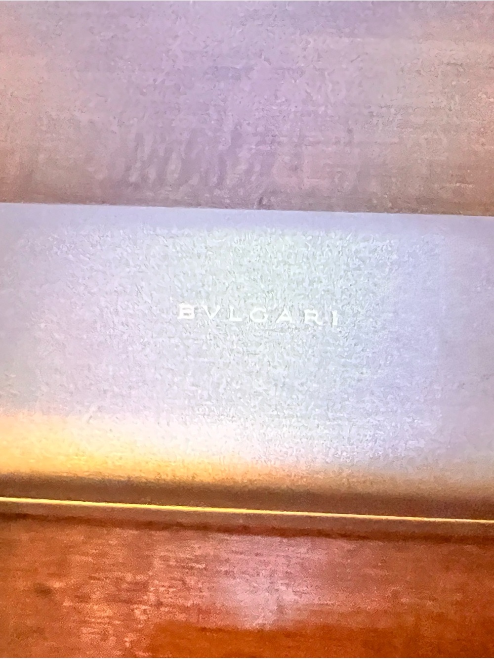 Bulgari Sunglasses Case in Light Gray with Gold Trim
